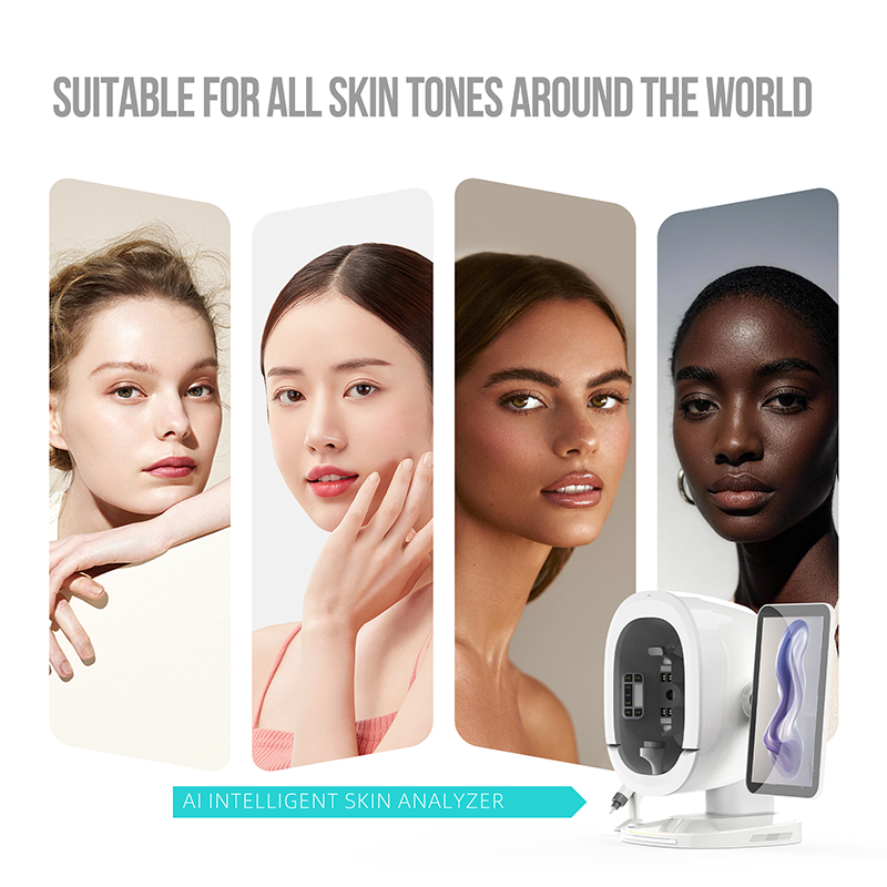 Newest Portable 3d Skin Analysis Machine Smart Ai Face Scanner One Click Skin Analyzer With 3 Cameras