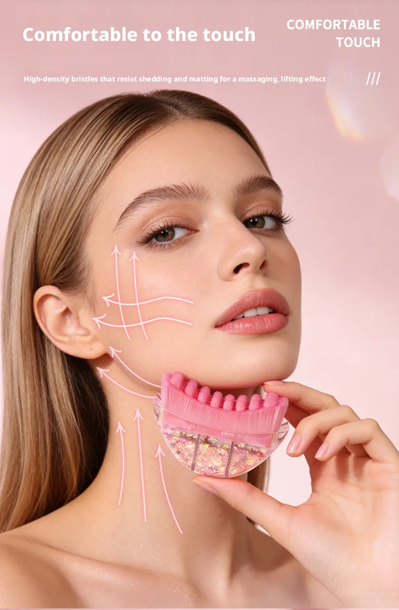 Custom Logo Contour Face Brush Lymphatic Drainage Massager Tool Dry Brushing Face Brush Chin Jawline Sculpting Fits Skin