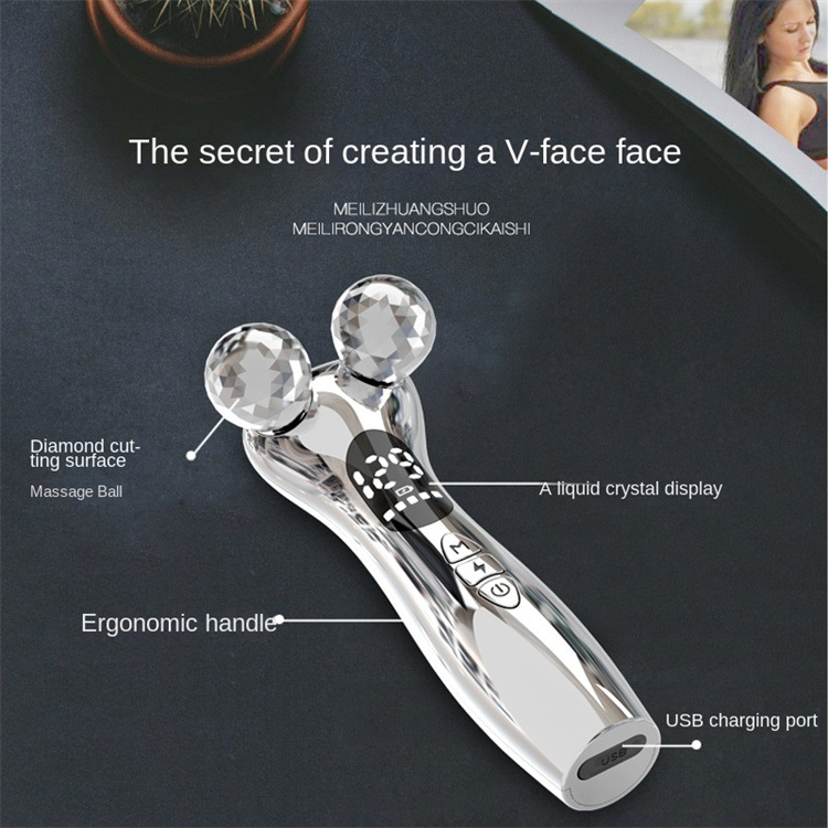 Double Roller Face Massager ABS &amp; Stainless Steel Electric Skin Tightening V Face Lifting Device Portable 12 Modes Facial Device