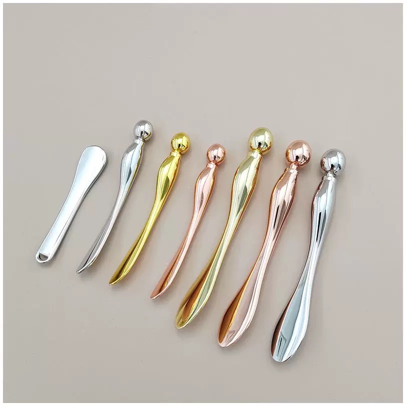 OEM Custom Logo Facial Spatula Cosmetic Face Cream Spoon Beauty Tool Eye Cream Applicator Metal Mini Eye Cream Spoon