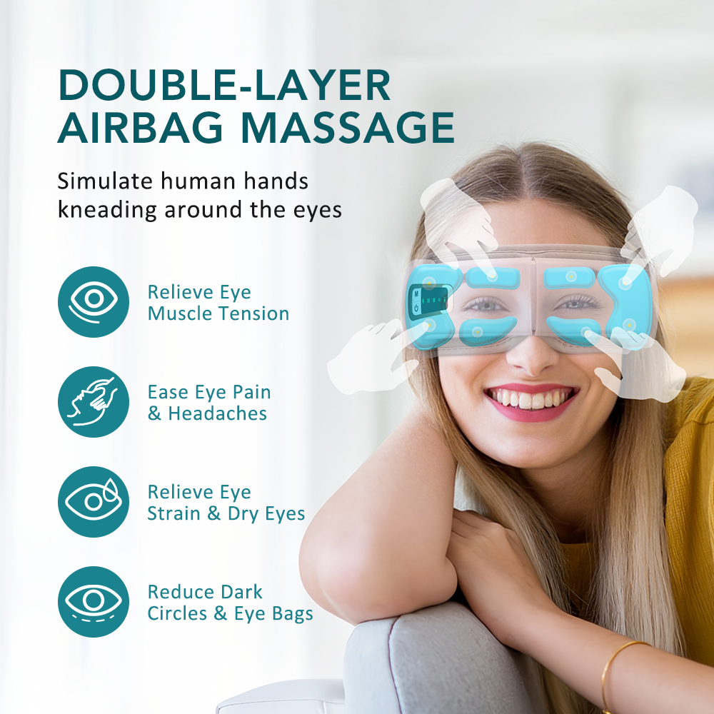 Wireless Electric Eye Massager Hot Compress Sleep Mask With Music Heated Air Compression For Eye Comfort