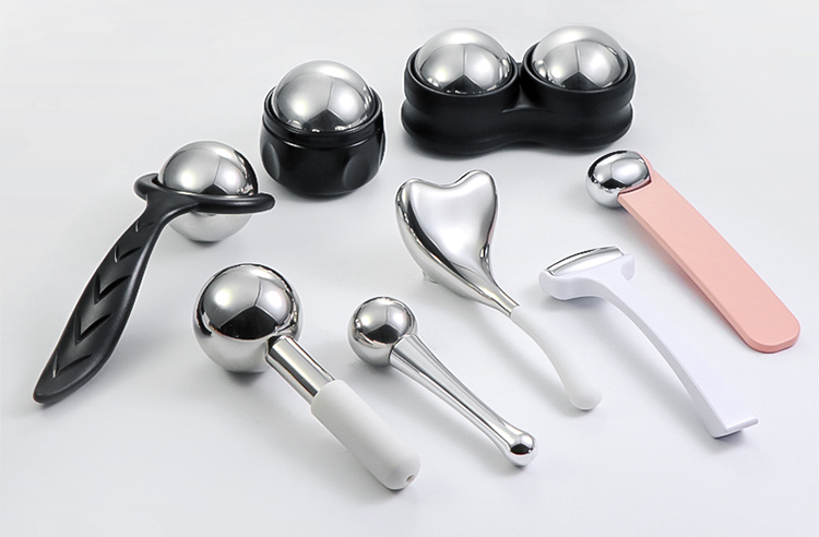 Black Handheld Hot Cold Freeze Facial Massager Details