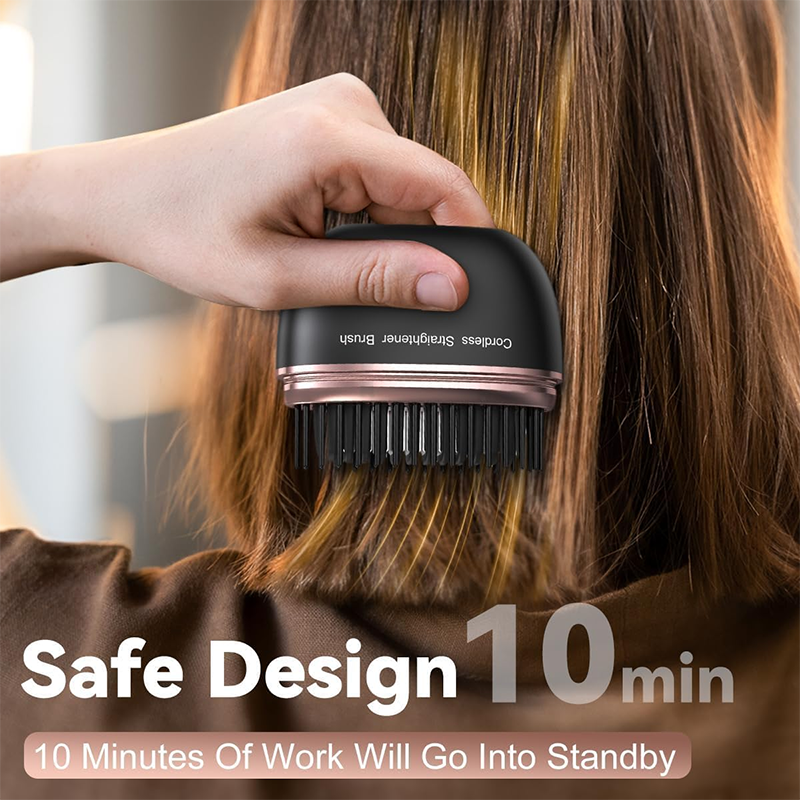 Portable Mini Cordless Hair Straightener Brush Type-C Rechargeable 390℉ Max Temperature Anti-Frizz Hair Styling Tool For Travel