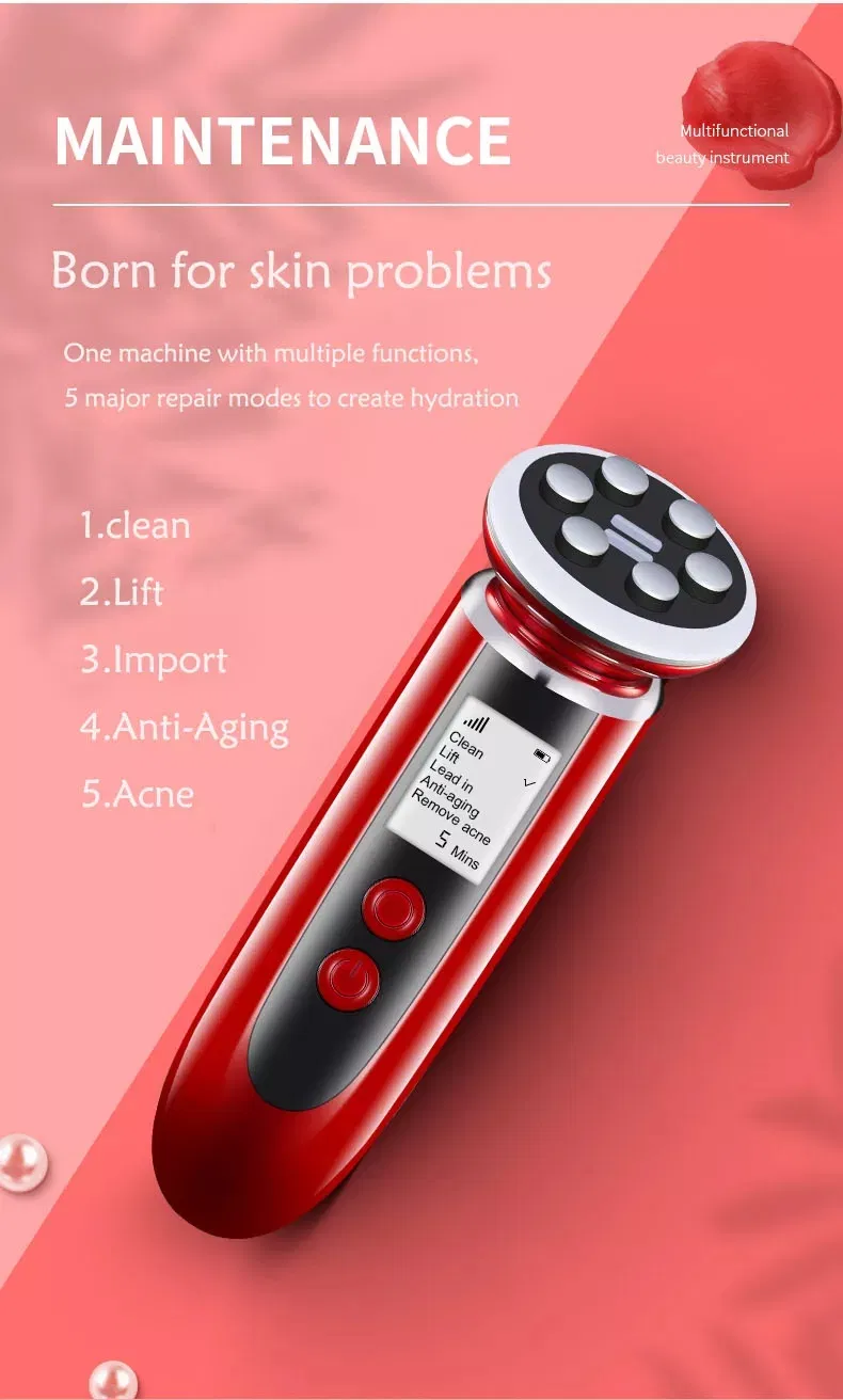Hot Selling LED Light Therapy Face Massager with LCD Screen Beauty Device Facial Massage
