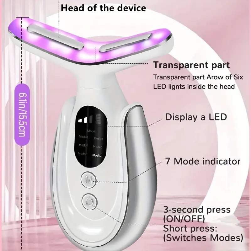 Home Use 4 Color Therapy EMS Face and Neck Lifting Massager Beauty Care Device for Wrinkle Removal and Skin Tightening