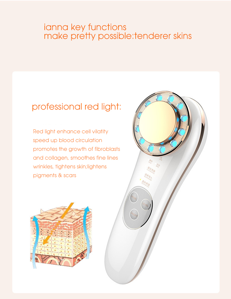 RF Photon Therapy Multifunctional Anti Aging Wrinkle Remover Massage Electric Beauty Instrument Face Facial Ultrasonic Massager