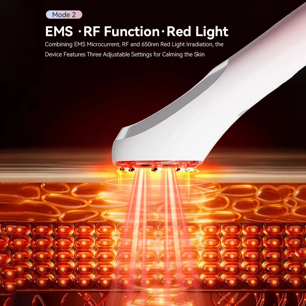 Professional Wholesale Custom 3-in-1 EMS Microcurrent Red Light Therapy Face Neck Lifting Tightening Skin Rejuvenation Facial Care Beauty Device for Home Use