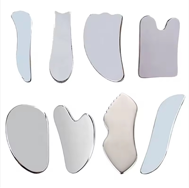 High Quality 304 Stainless Steel Guasha Tool Heart-Shaped 3mm Face Massage Tool With Online Technical Support Silver Color