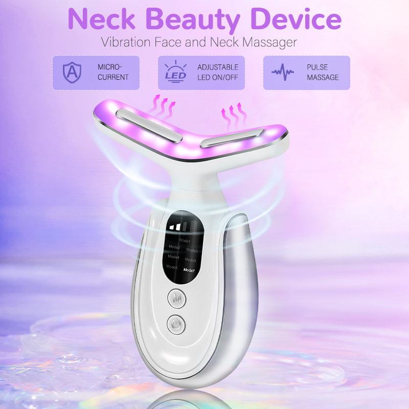 Home Use 4 Color Therapy EMS Face and Neck Lifting Massager Beauty Care Device for Wrinkle Removal and Skin Tightening