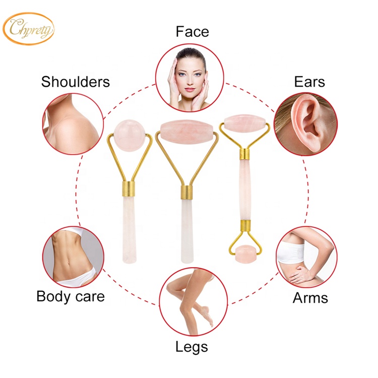 Cheap Derma Roller Wholesale High Quality Face Massager Rose Quartz Anti Aging Jade Stone Jade Roller with Private Label Box