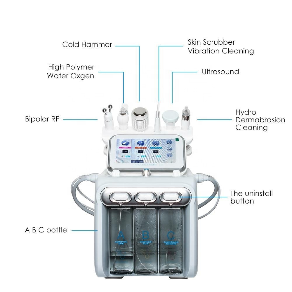 2026 Hot 6 in 1 /7 in 1 Hydrogen Oxygen Small Bubble Facial Beauty Machine Facial Cleansing Device Price