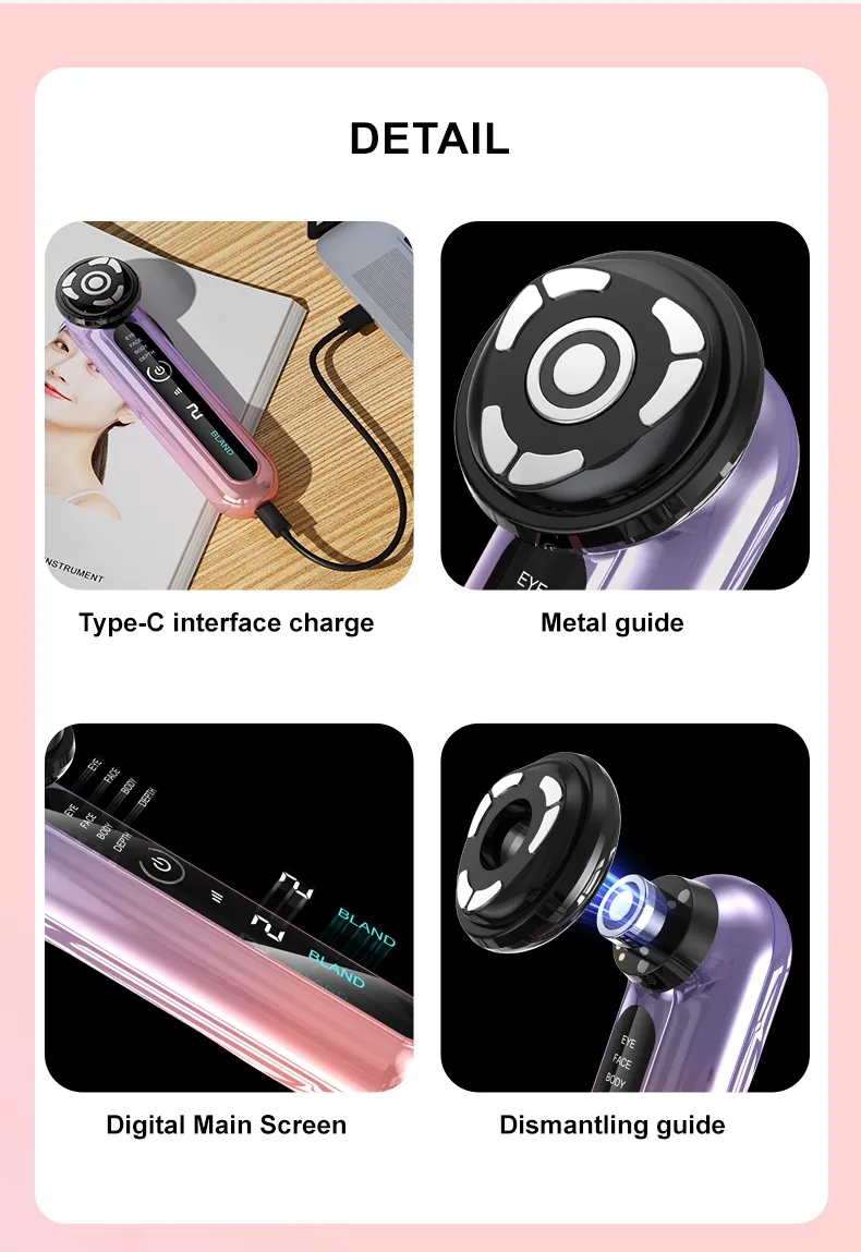 EMS RF LED Beauty Handheld Massage Tightening Anti Aging Wrinkle Two Head Facial Massager Image 7