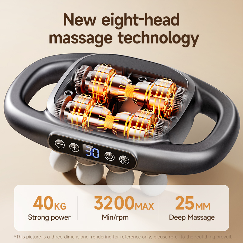 VTT Wholesale Portable Electric 8-Head Massage Gun Rechargeable Facial Massager for after Fatigue Massage Great Value