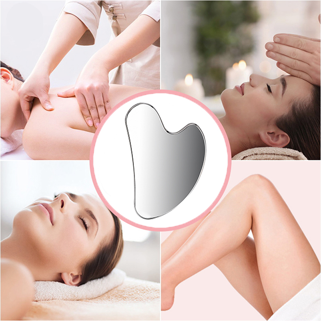 Private LOGO Metal Gua Sha Stone Massager Face Sculpting Stainless Steel Guasha Skincare Tool for Facial & Body