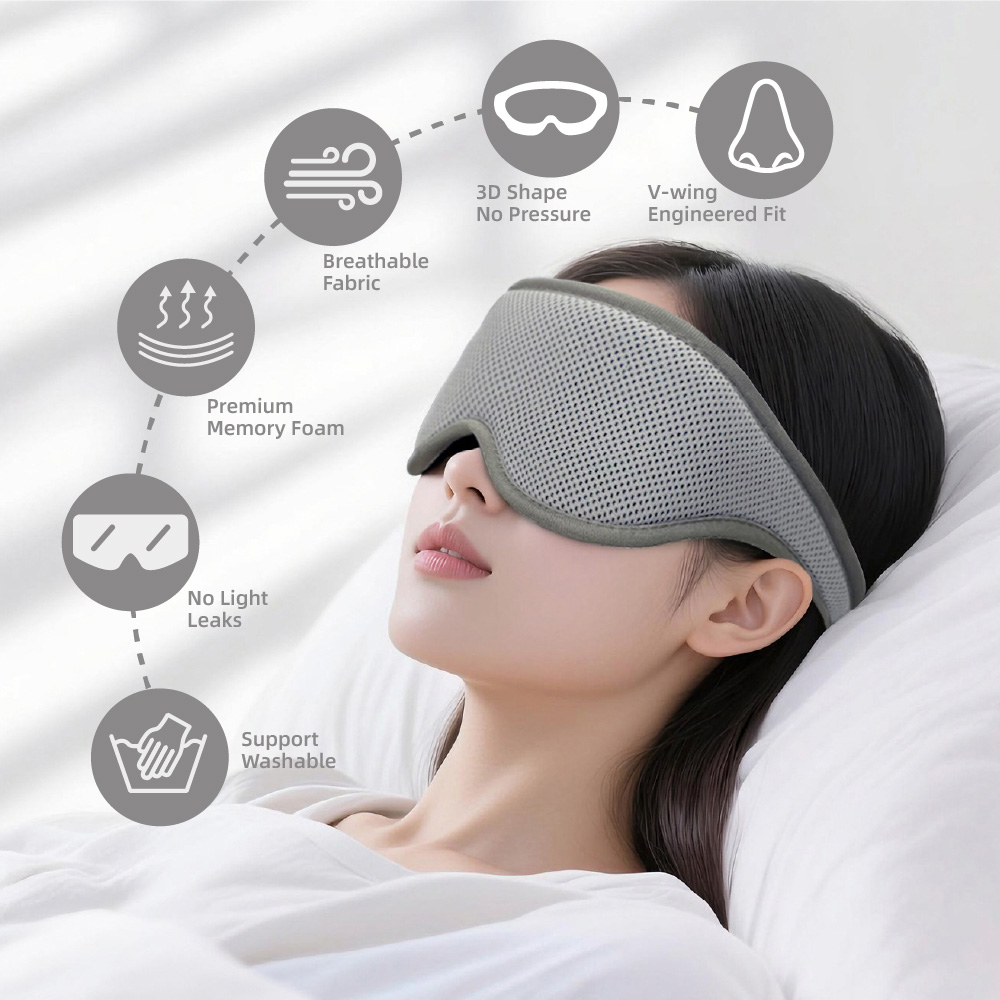 Custom Logo Best Shading Light 3D Memory Foam Sleep Eye Mask Blackout Contoured Memory Foam Adjustable C Cup Sleep Eye Mask