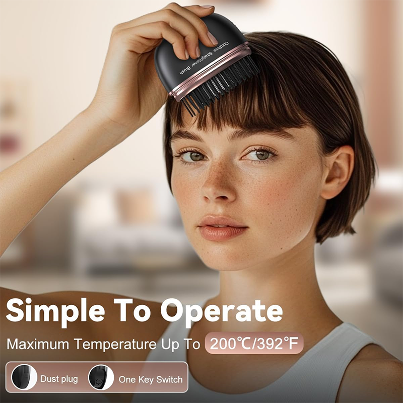 Portable Mini Cordless Hair Straightener Brush Type-C Rechargeable 390℉ Max Temperature Anti-Frizz Hair Styling Tool For Travel