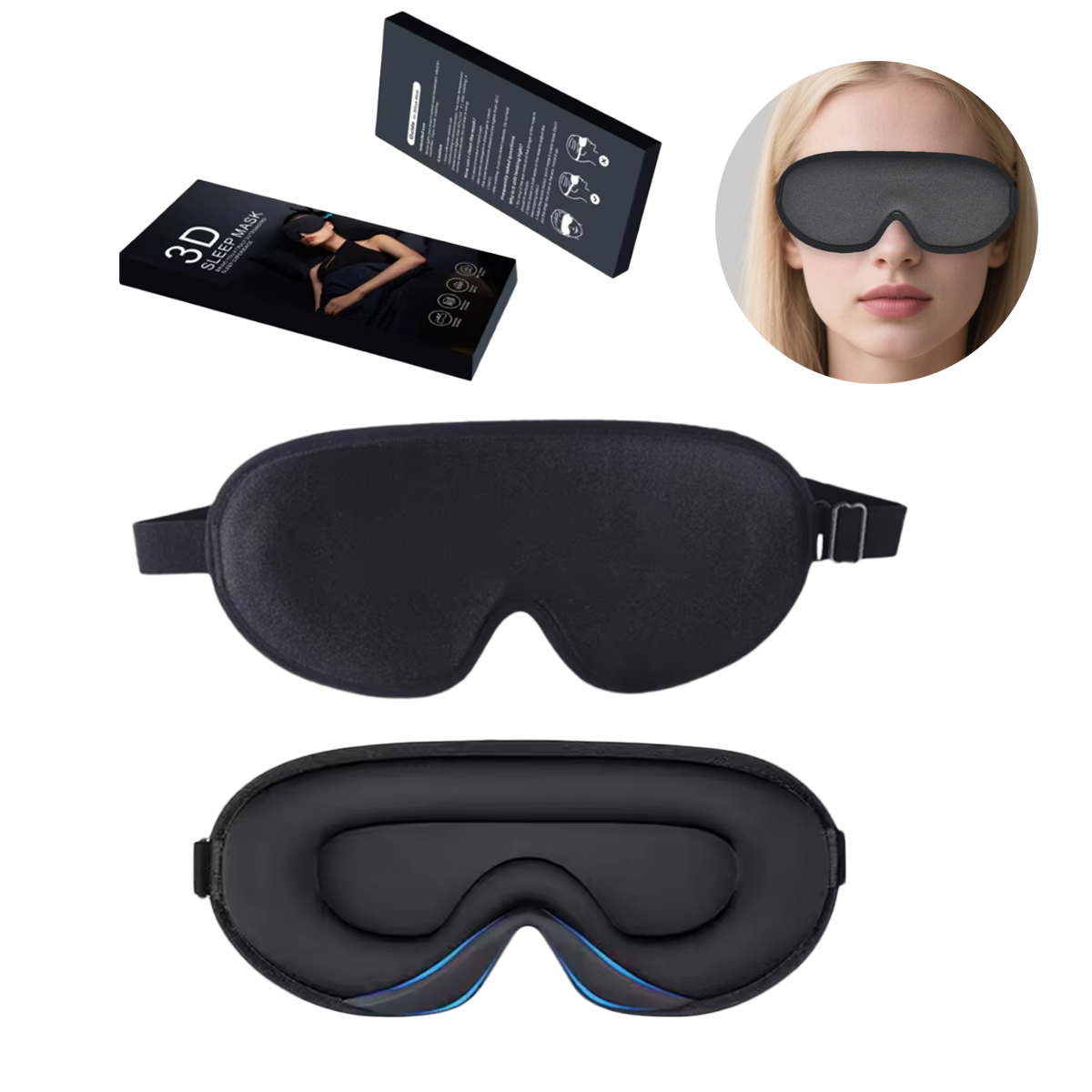 CM Unisex Adjustable 3D Sleep Eye Mask Healthycare Supply Memory Foam Blackout Travel Sleeping Eye Cover With Logo Printed