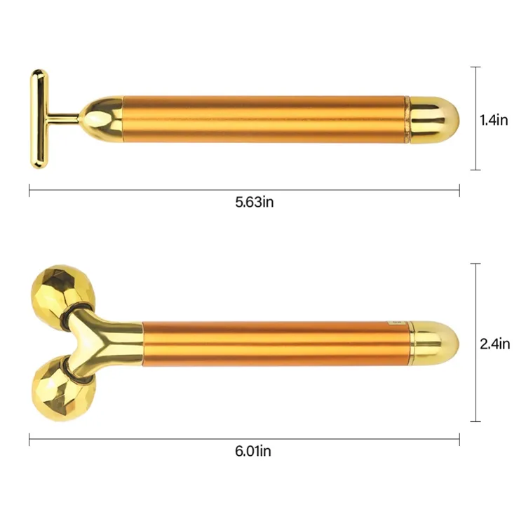 Amazon Hot Home Use Beauty Equipment 24K Gold Vibrating Lifting Skin Care Tools Electric Massage Face Roller Facial Vibration Massager
