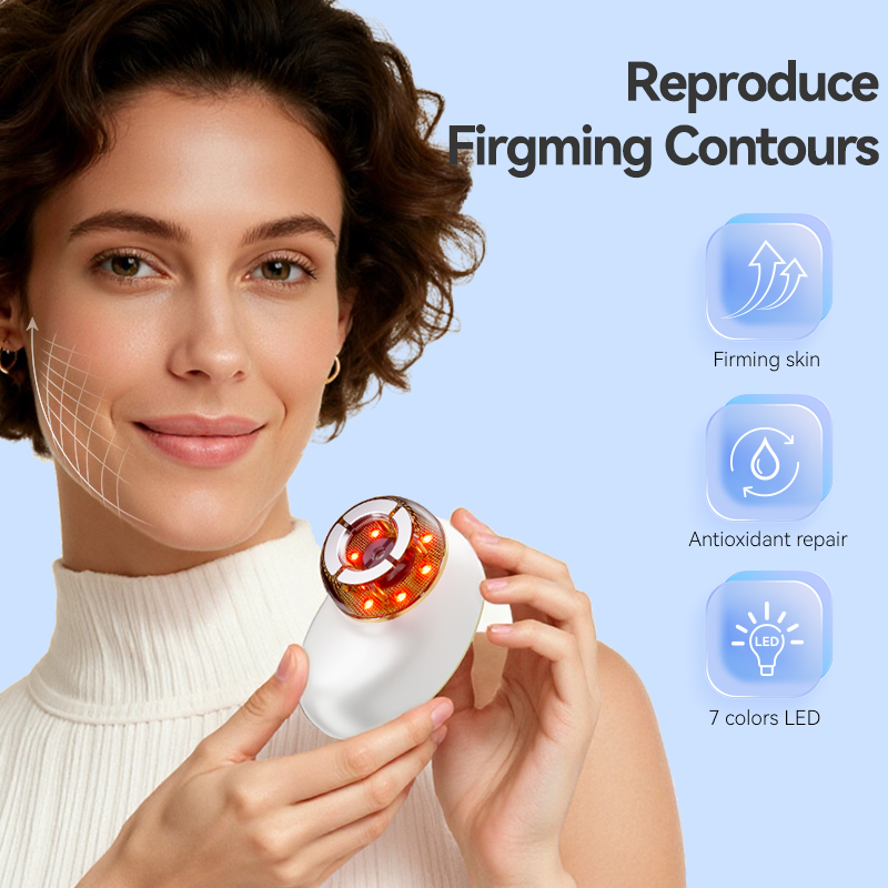 Portable 7-Color Neck and Face Massager with Suction Function for Facial Sculpting and Skin Tightening