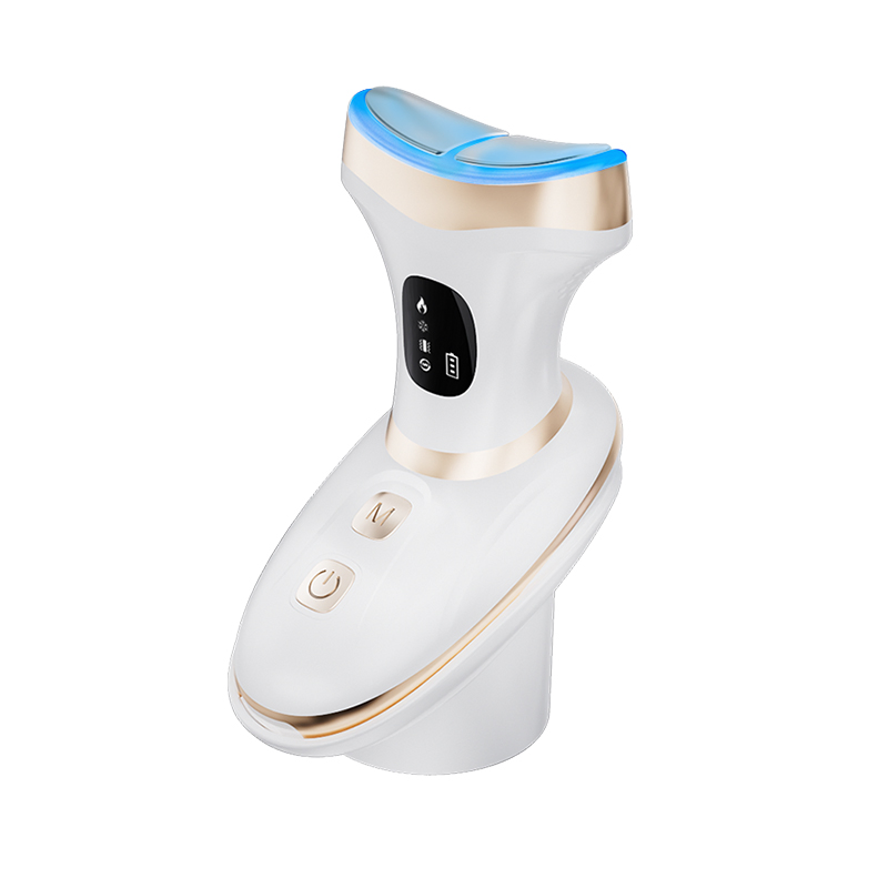 Cold Heat Facial Body Massager, Wide-Curved Sculpting Tool for Face Depuffing, Neck and Chest Lifting, 7 Modes Smart Touch Vibration with Red Light