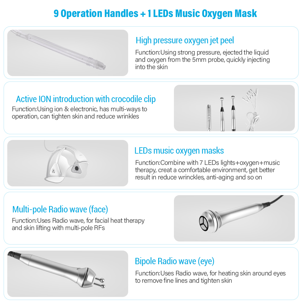 H2O2 Hydro Skin Cleansing Device Professional 10 in 1 Oxygen Jet Peeling Hydra Dermabrasion Facial Machine