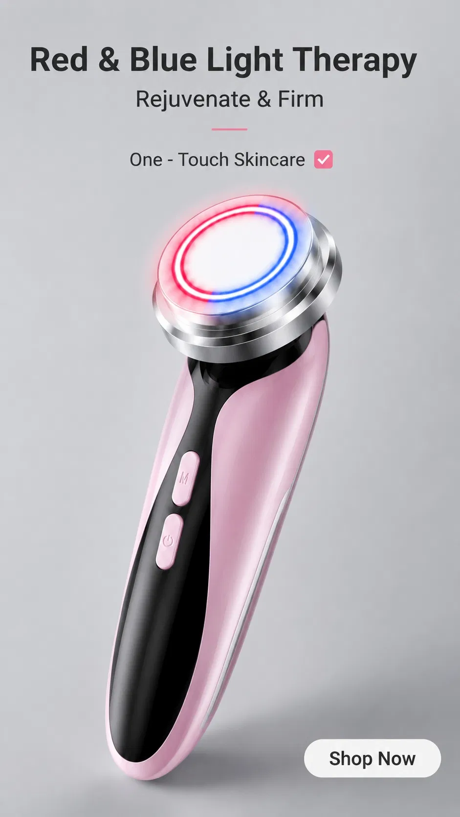 Compact Pink Portable USB Rechargeable Face Neck Lifting Massage Handheld Beauty Device