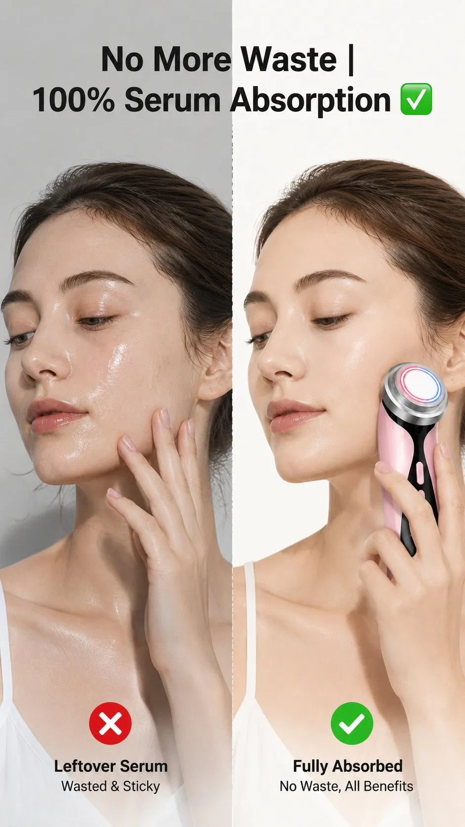 Compact Pink Portable USB Rechargeable Face Neck Lifting Massage Handheld Beauty Device