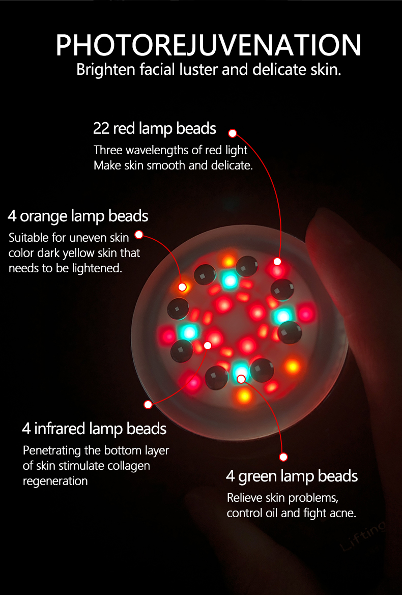 Portable Multifunctional Heating Cooling Facial Equipment LED Light Therapy RF Face Lifting EMS Anti-aging Face Massage