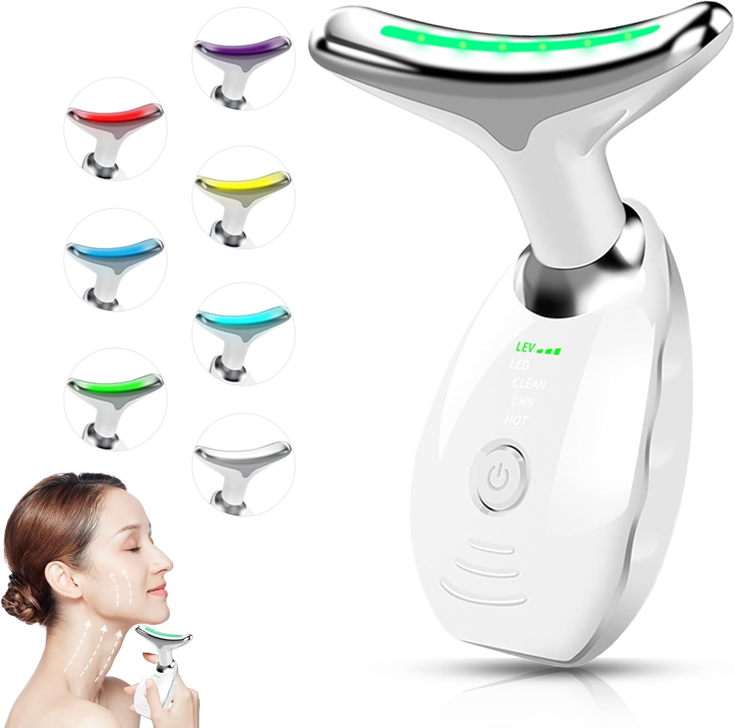 7 in 1 Electric Hot Cold Face Neck Lifting Massager Multifunctional Facial Beauty Device for Skin Care