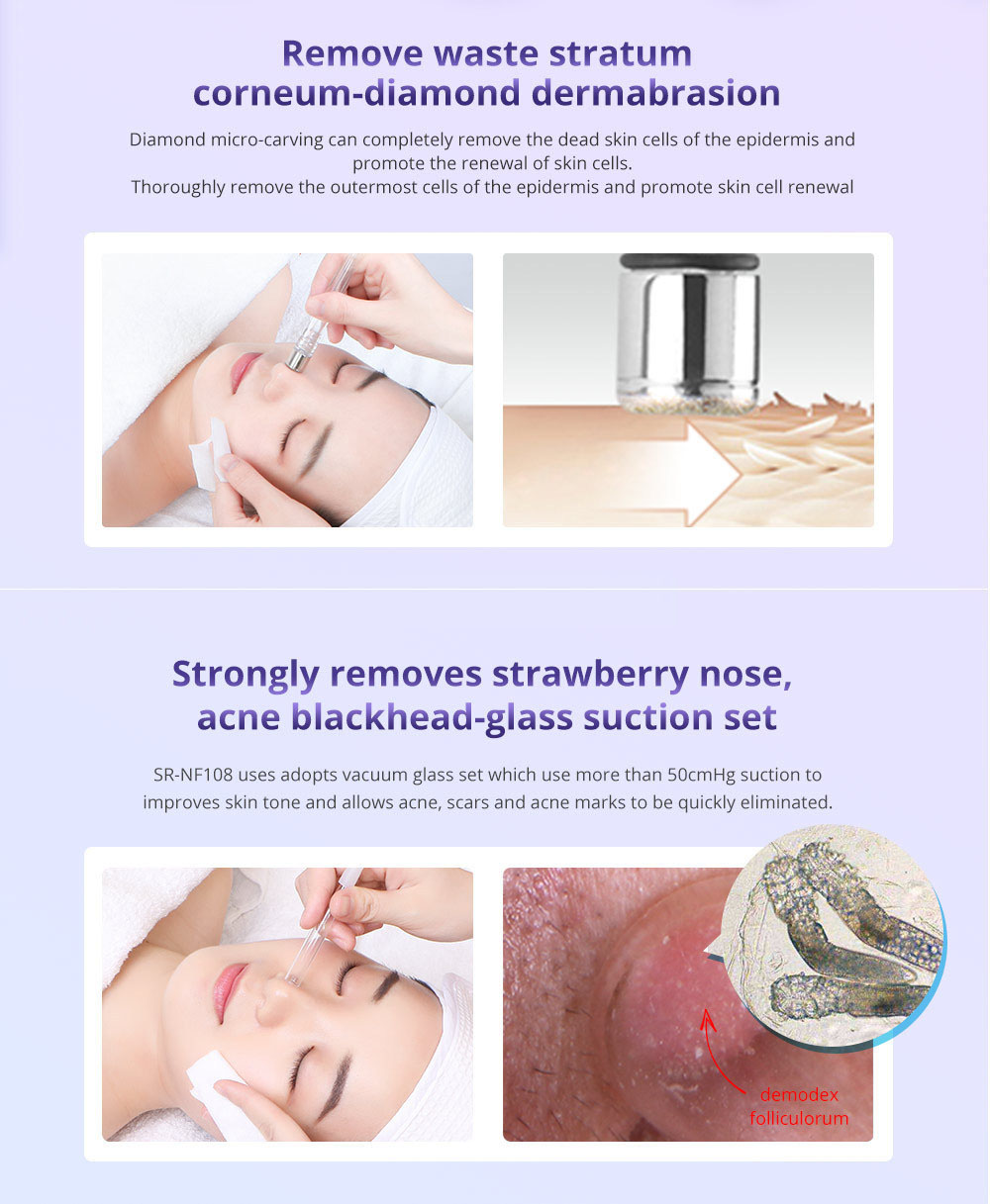 Portable 2-in-1 Peel Oxygene Facial Machine Diamond Crystal Microdermabrasion Machine Deep Cleaning Skin Rejuvenation Face Home