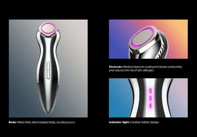 2026 Latest Multifunctional Beauty Massager RF EMS with Red/Blue Light Hot and Cold Function for Facial Beauty with Base Design for Facial Lifting OEM Service