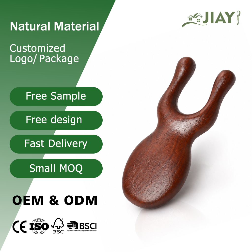 Ergonomic Y-Shape Body Message Wooden Head Massage Tool Dual Prong Face Gua Sha Scrubber Natural Wood Facial Massager Roller