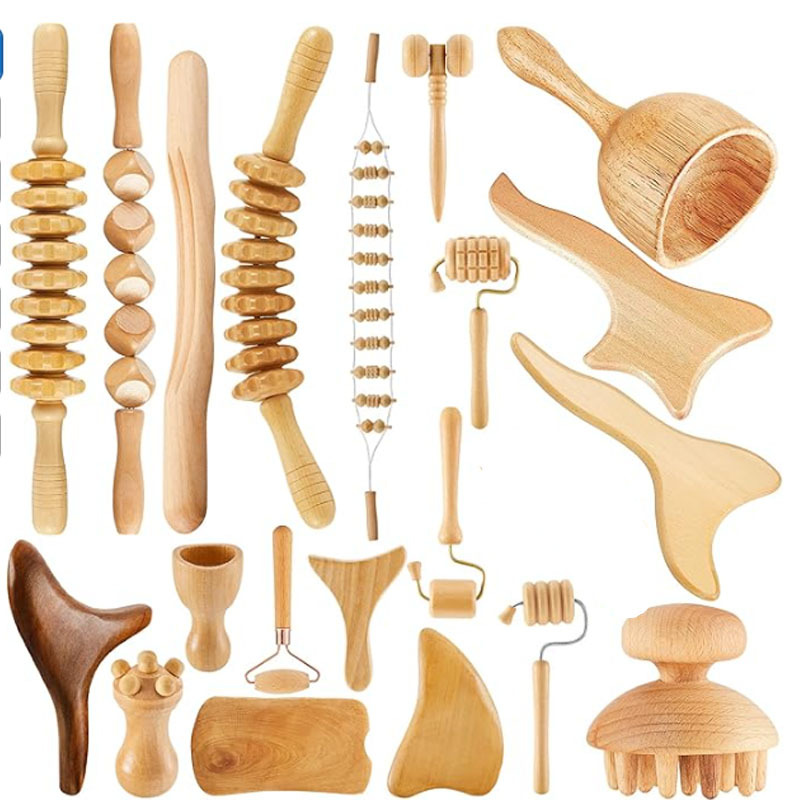 Hot Selling Professional Anti-cellulite Maderotherapy Body Lymphatic Drainage Wood Therapy Massage Tool Kit For Back Neck Face