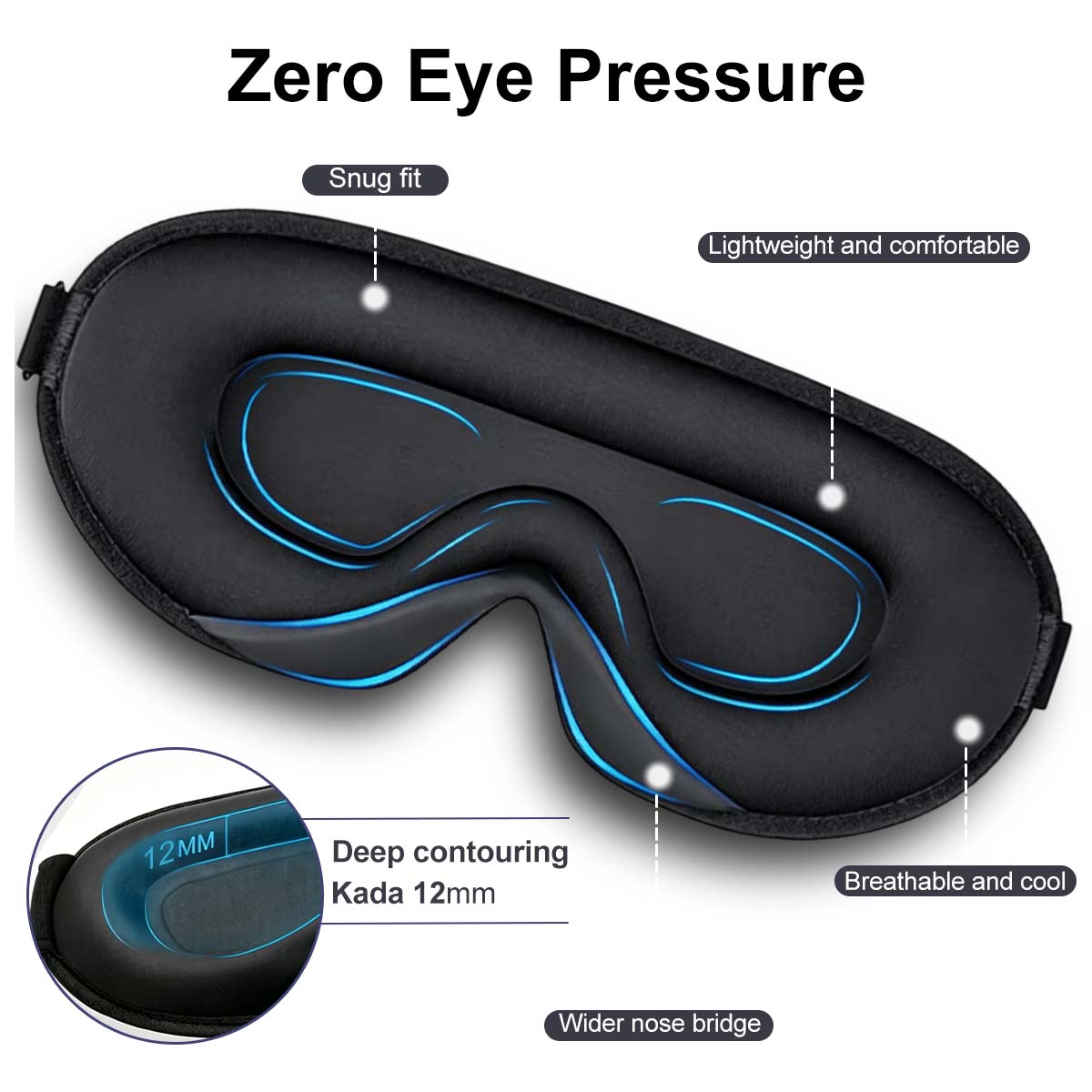 CM 100% Blackout 3D Sleep Mask For Sleeping Contoured Cup Blindfold With Memory Foam Custom Logo Breathable Eye Mask For Travel