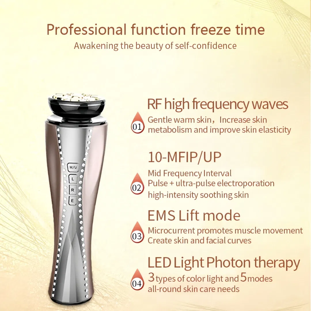 Luxury SPA EMS RF Pulse Mfip Facial Beauty Massager for Daily Makeup Use