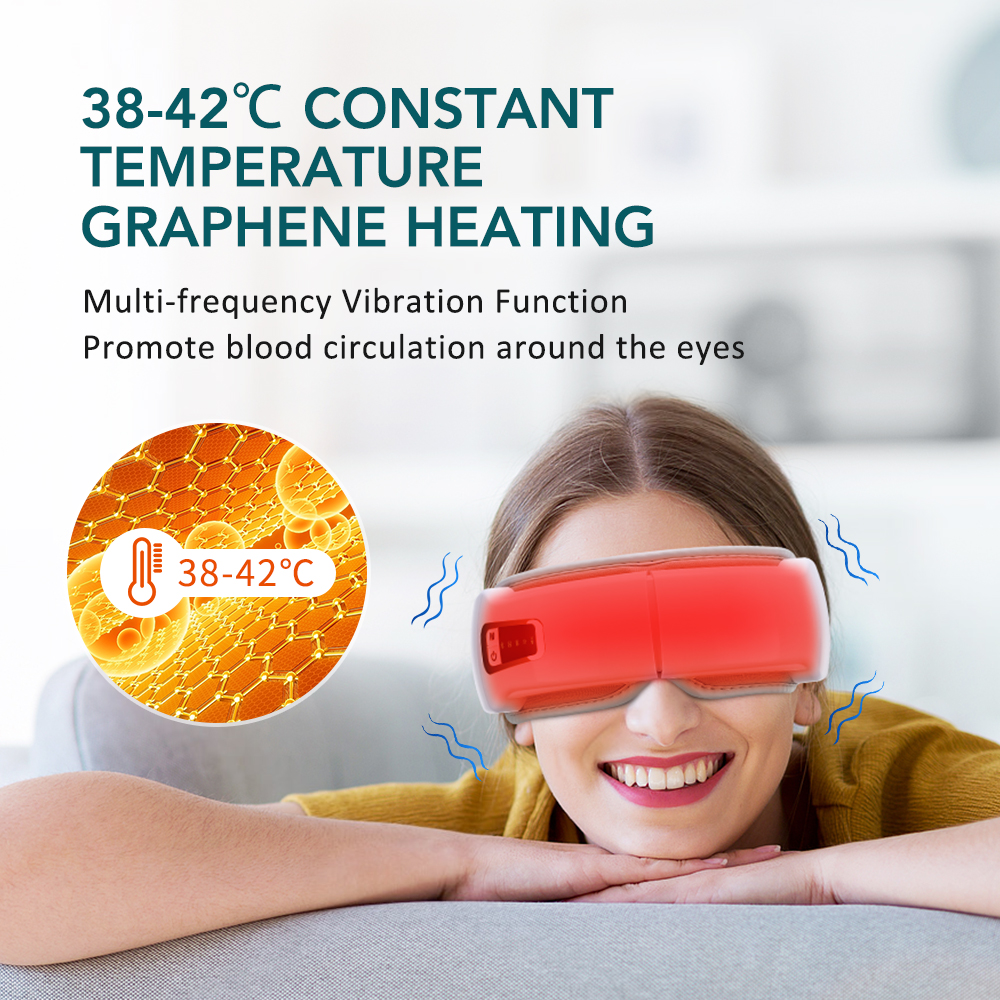 Wireless Electric Eye Massager Hot Compress Sleep Mask With Music Heated Air Compression For Eye Comfort