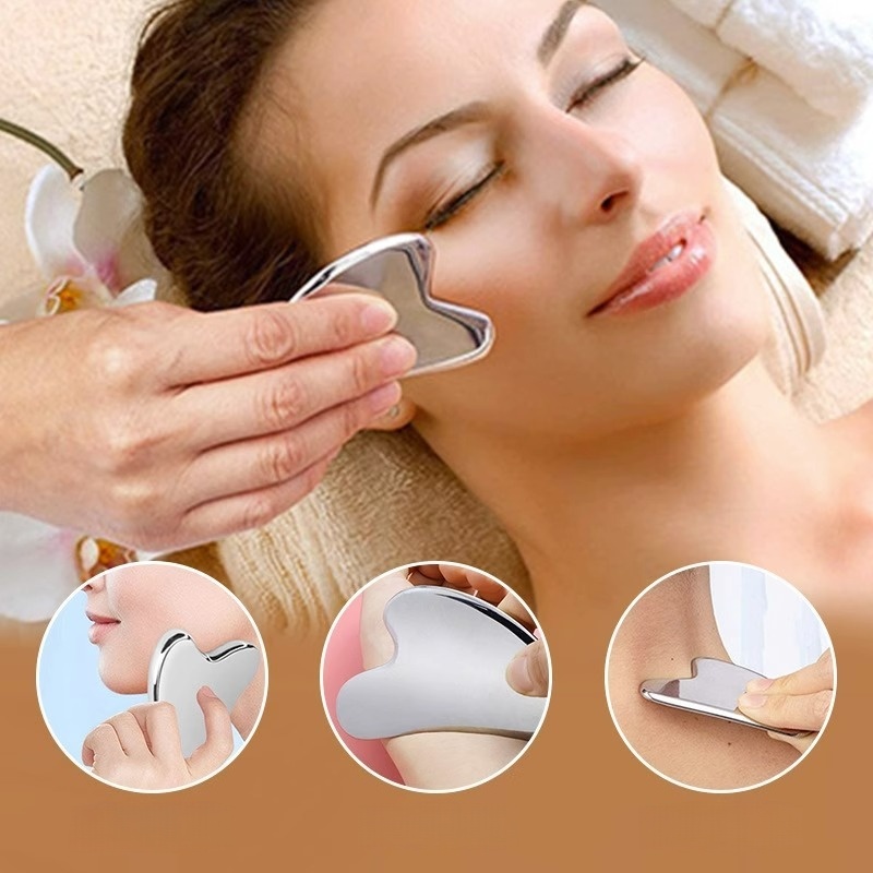 Rose Milare Customized Stainless Steel Heart-Shaped Facial Full Body Shaving Beauty Board Massage Tool for Home Use Model