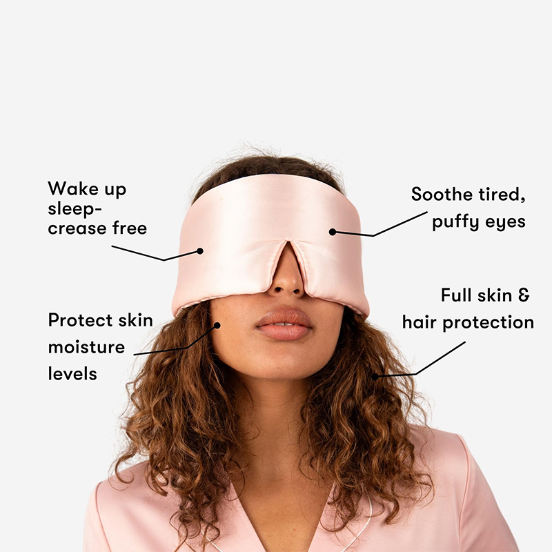 Custom 100% Mulberry Sleep Silk Eye Mask Large Size Silk Sleep Mask With Adjustable Magic Tape Strap
