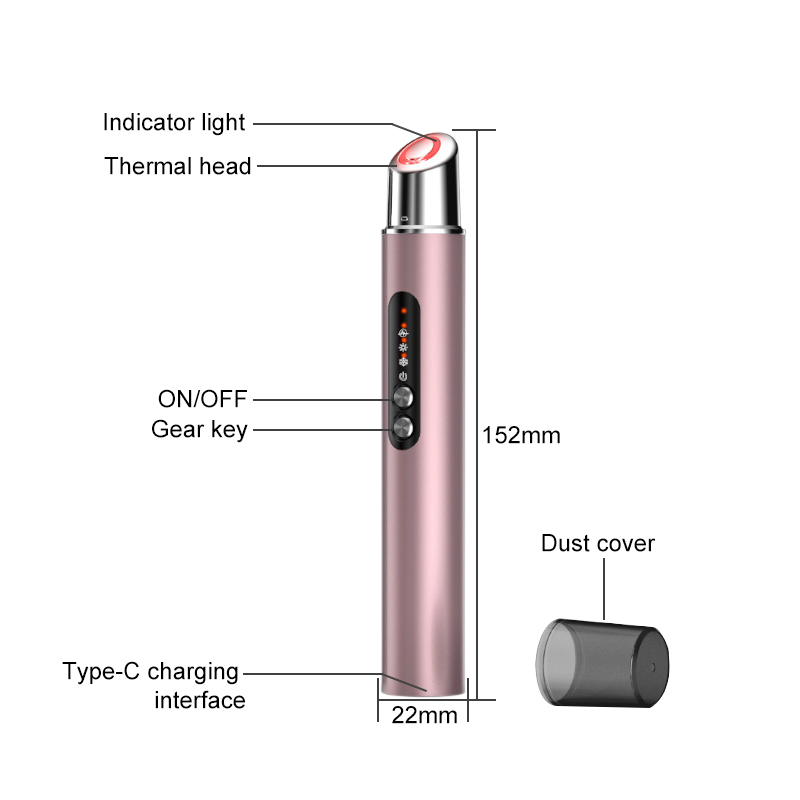 Hot Cold Eye Roller Massager New Mini Eye Wand Heat Vibration Wrinkle Remover Skin Tightening Wireless Rechargeable Beauty