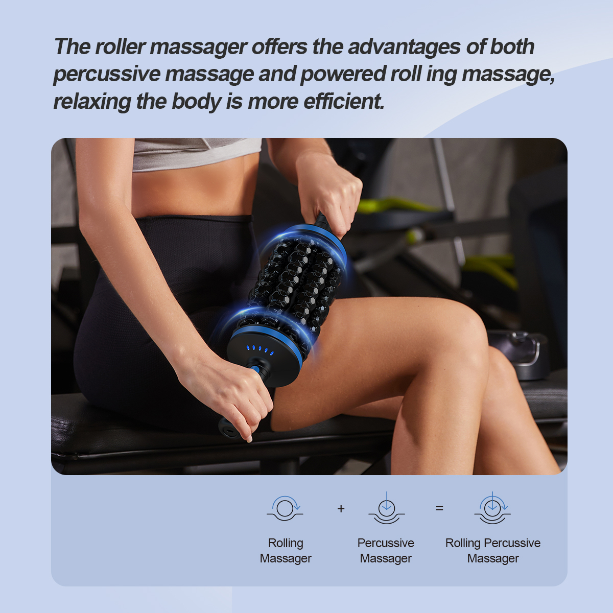Ekang Patented Rechargeable Portable Handheld Lymphatic Drainage Roller Body Rolling Percussive Massager with Hands-Free Base