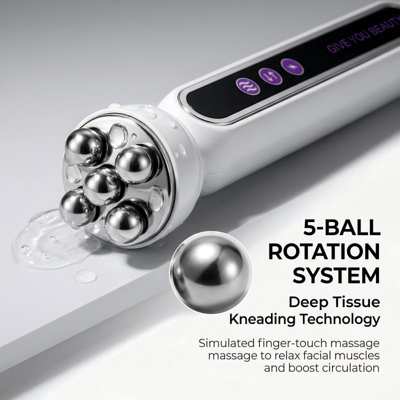 Home Use EMS Facial Roller Massager Electric Face Heating Roller Machine Anti Aging 360 Degree Rotation Rolling Device