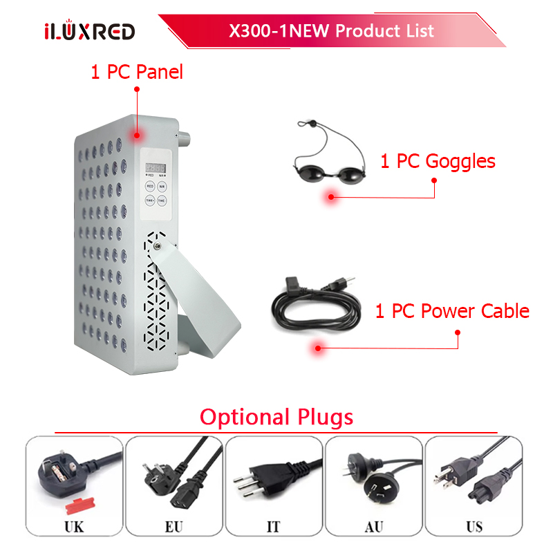 Iluxred 5-Wavelengths 630nm 660nm 810nm 830nm LED Red Light Therapy Panel Infrared Device for Home Use Skin Care Beauty