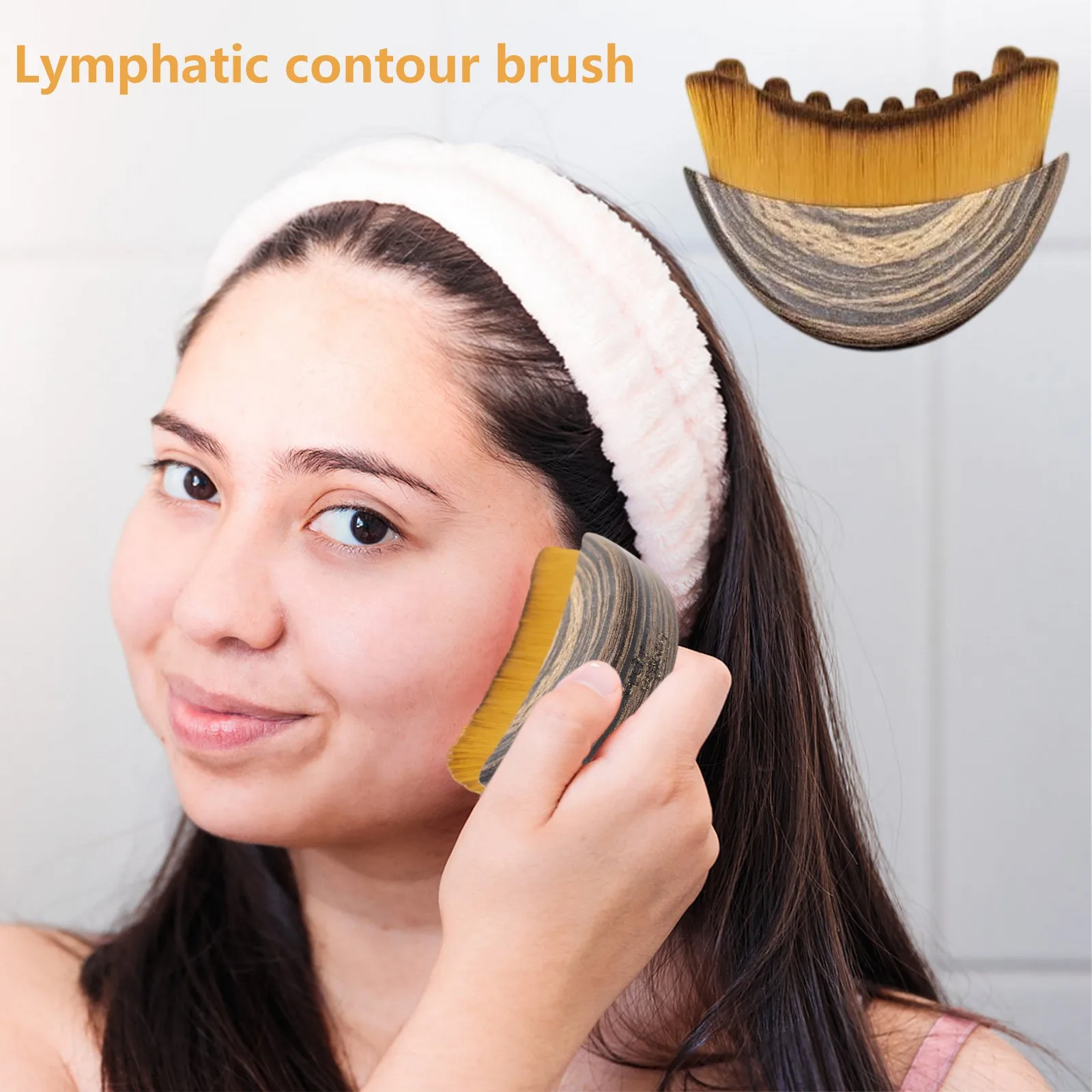 Portable Beauty Tool Face Dry Brush Facial Contour Massager Jawline Sculpting Soft Bristles Lymphatic Contour Face Brush