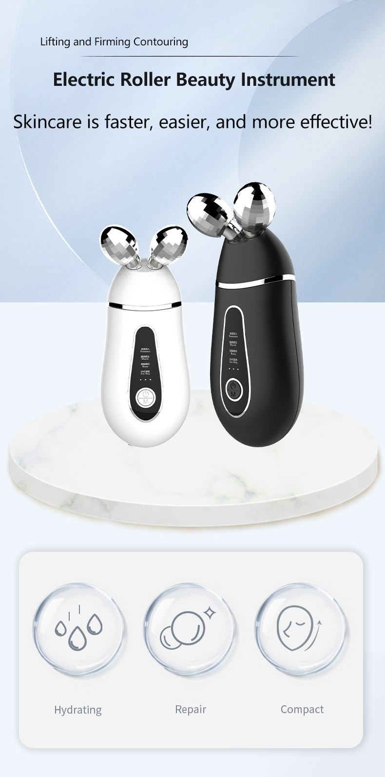 Portable Women's Microcurrent Face Massager Electric Roller Beauty Instrument for Skin Care Gift Product
