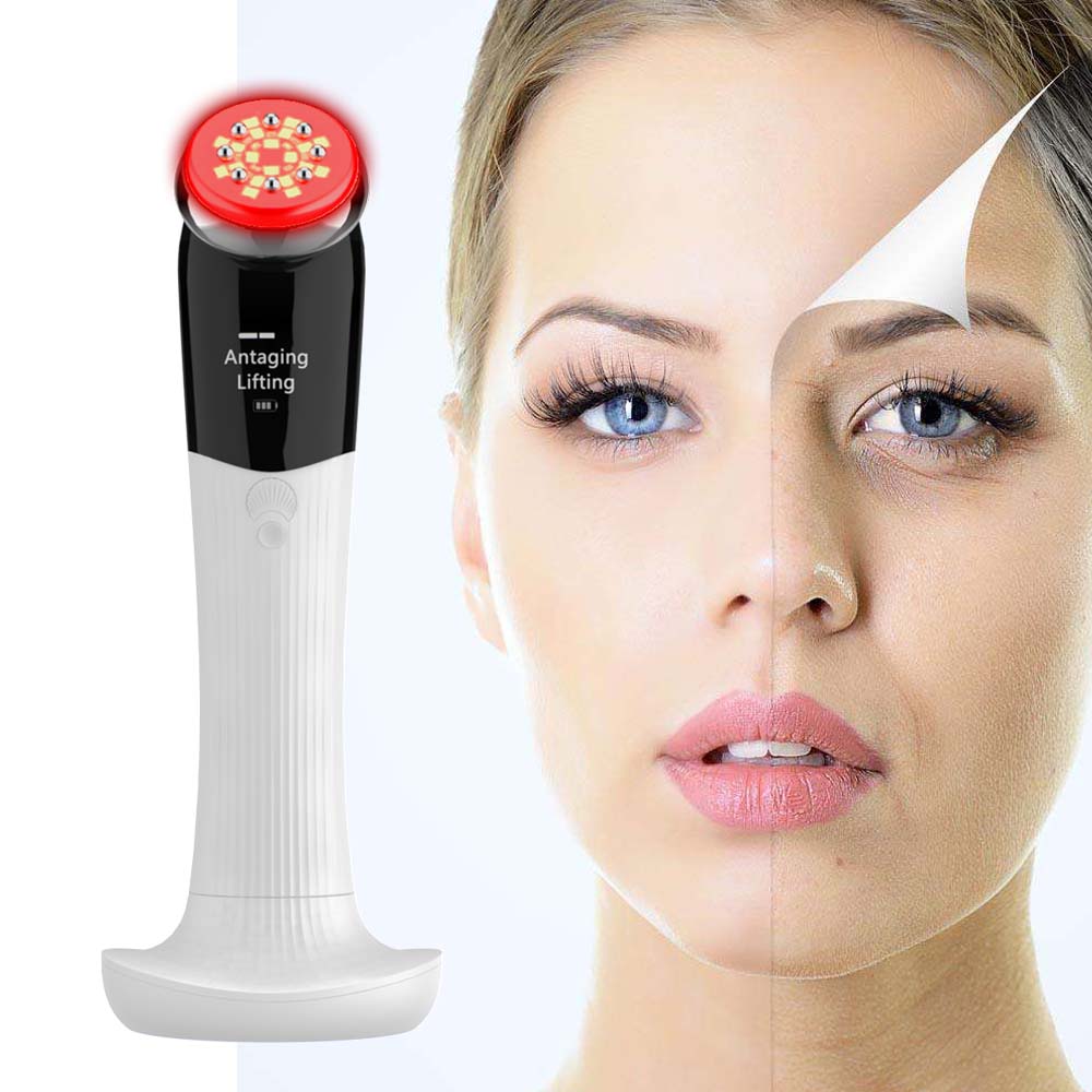 Portable Multifunctional Heating Cooling Facial Equipment LED Light Therapy RF Face Lifting EMS Anti-aging Face Massage