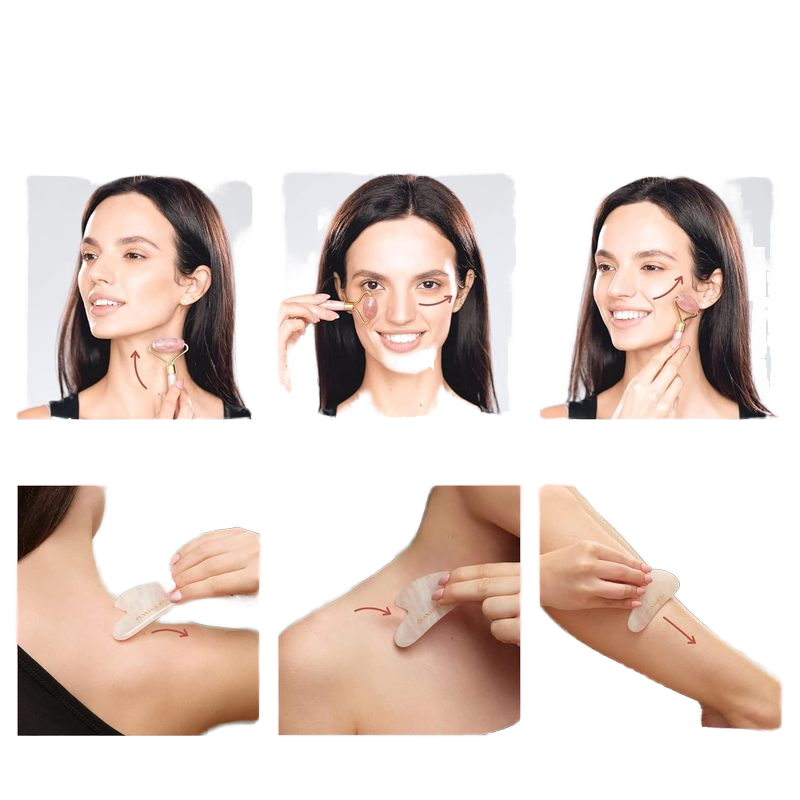 High Quality Private Label Ice Jade Roller Facial Massager Tool Gua Sha Set for Skin Care