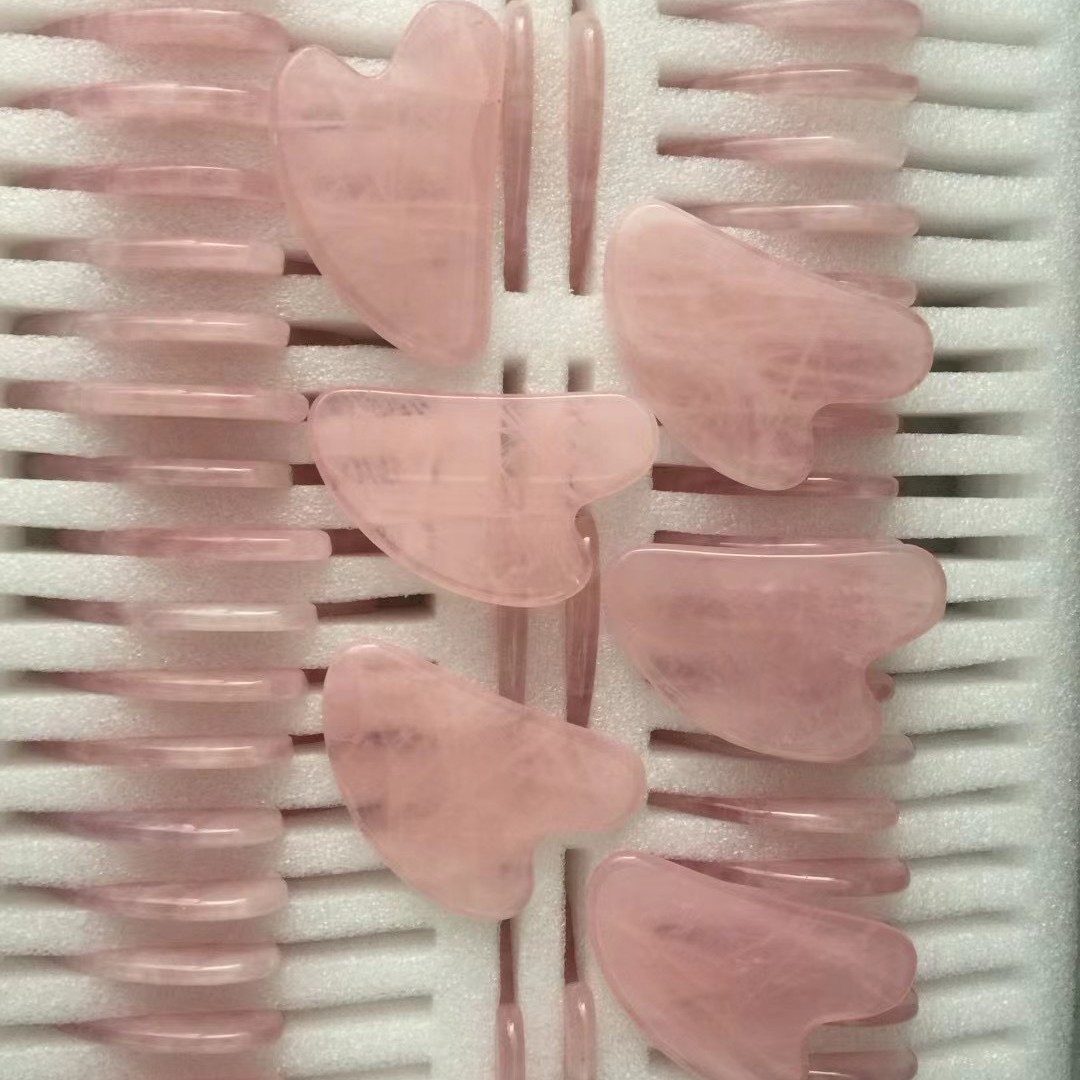 Wholesale Best Price pink Jade Gua Sha Board Pure Natural Anti-Aging Jade Guasha Massage Tool for Face