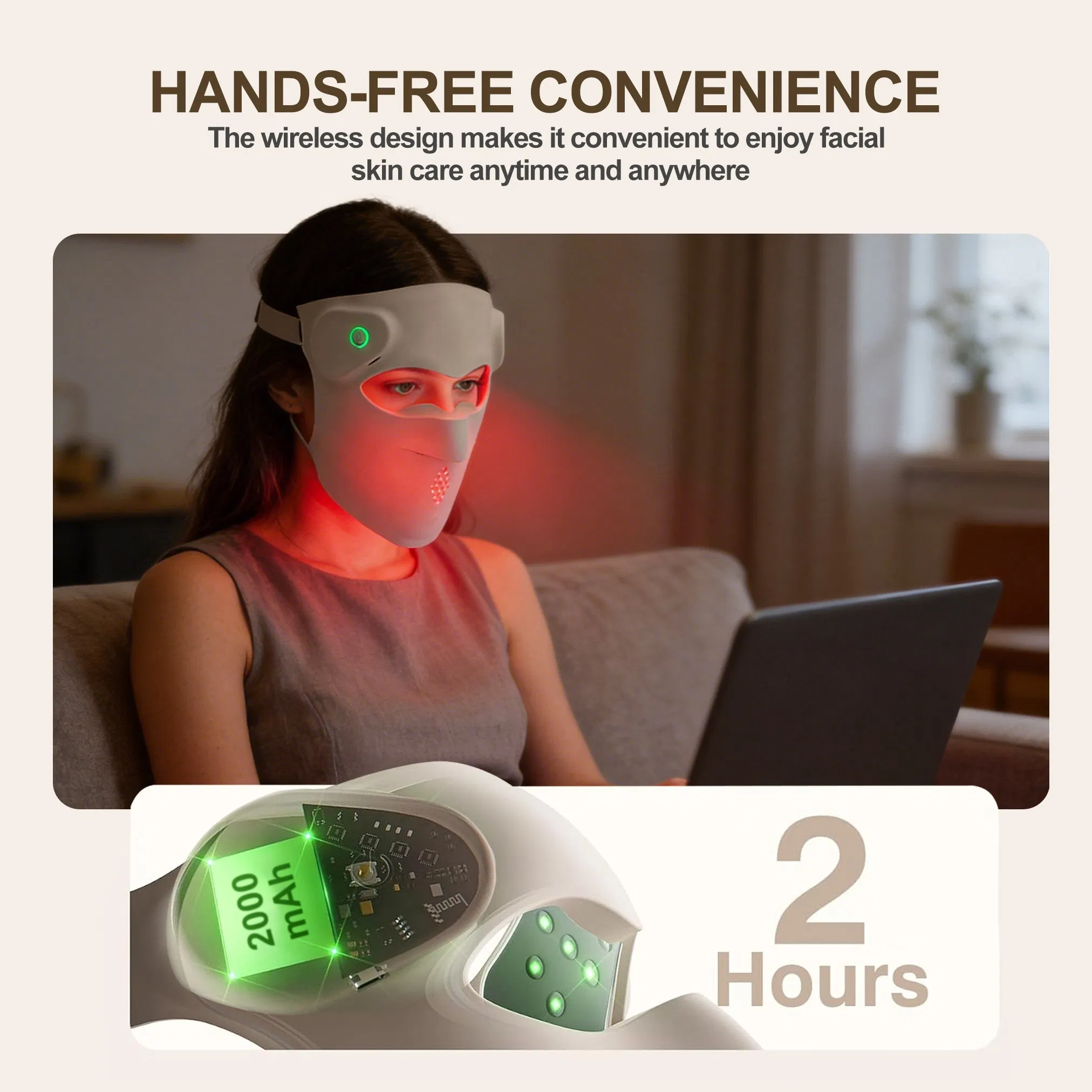 LED Light Therapy Facial Mask Red Light Skin Rejuvenation Beauty Device for Home Use Portable Infrared Sauna 4 Colors