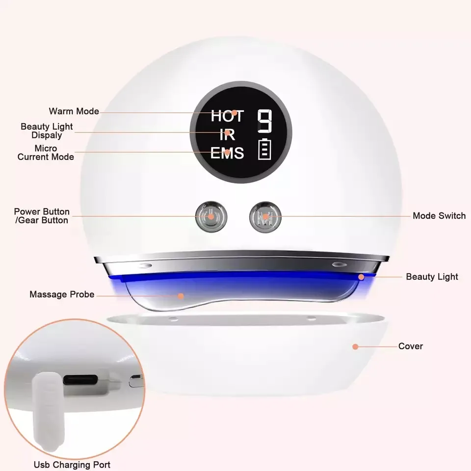RF Heating Care LED Light Guashua Electric Facial Massager Multi Functional Microcurrent Face Device