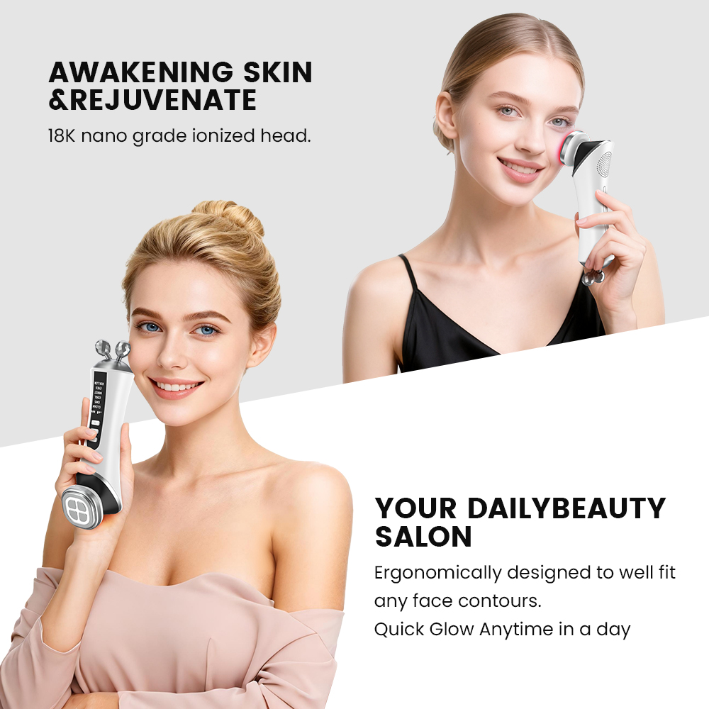 6in1 Eye Massage Beauty Device Facial Roller Microcurrent Dark Circles Removal Machine Cooling Collagen Booster Skin Care Device